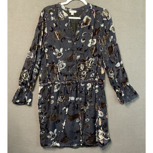 Carolina Belle Dress Womens 10 Velvet Floral Long Sleeve Lined Elegant